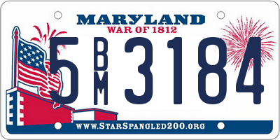 MD license plate 5BM3184