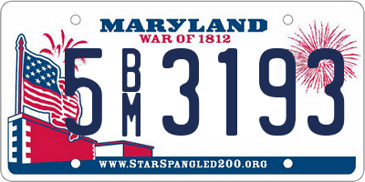 MD license plate 5BM3193