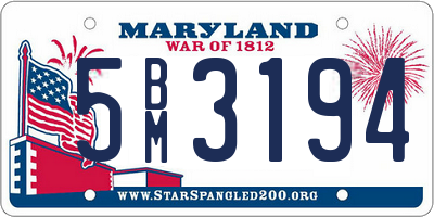 MD license plate 5BM3194