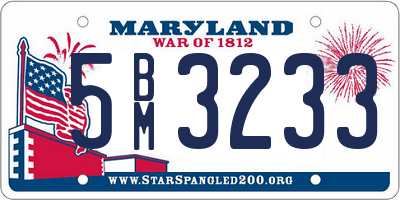 MD license plate 5BM3233
