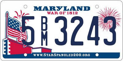 MD license plate 5BM3243