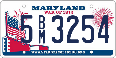 MD license plate 5BM3254