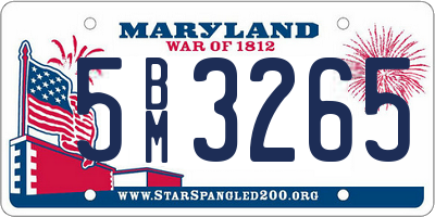 MD license plate 5BM3265