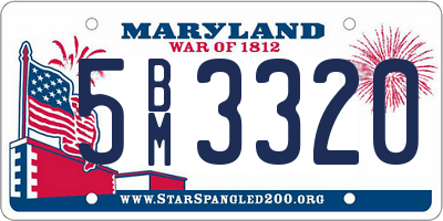 MD license plate 5BM3320