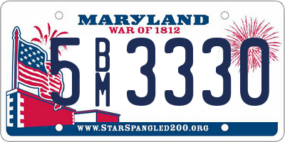 MD license plate 5BM3330