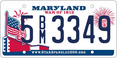MD license plate 5BM3349