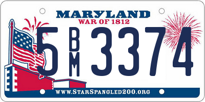 MD license plate 5BM3374
