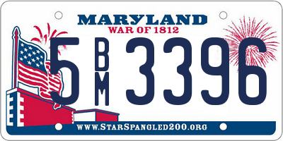 MD license plate 5BM3396