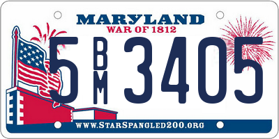 MD license plate 5BM3405
