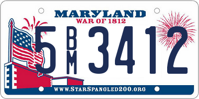 MD license plate 5BM3412