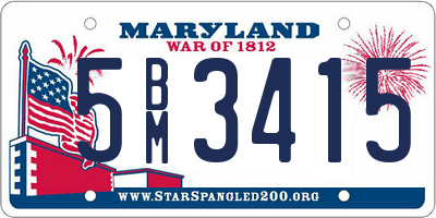 MD license plate 5BM3415