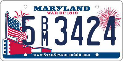 MD license plate 5BM3424
