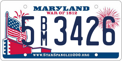 MD license plate 5BM3426