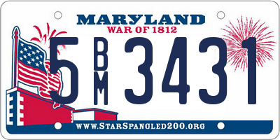 MD license plate 5BM3431