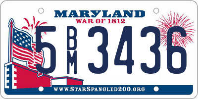 MD license plate 5BM3436
