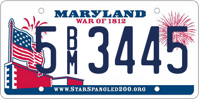 MD license plate 5BM3445