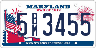 MD license plate 5BM3455