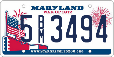 MD license plate 5BM3494