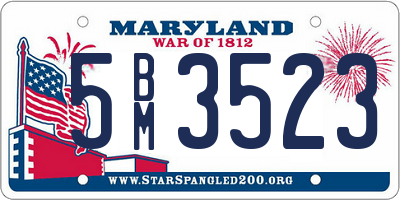 MD license plate 5BM3523