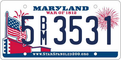 MD license plate 5BM3531