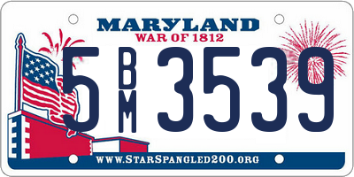 MD license plate 5BM3539