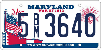 MD license plate 5BM3640