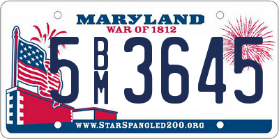 MD license plate 5BM3645
