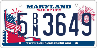 MD license plate 5BM3649