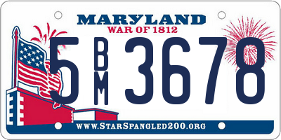 MD license plate 5BM3678