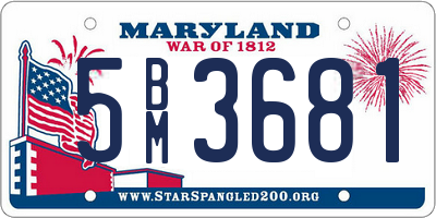 MD license plate 5BM3681