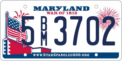 MD license plate 5BM3702