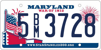 MD license plate 5BM3728