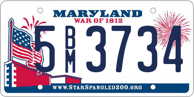 MD license plate 5BM3734