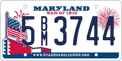 MD license plate 5BM3744