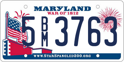 MD license plate 5BM3763