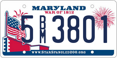 MD license plate 5BM3801