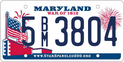MD license plate 5BM3804