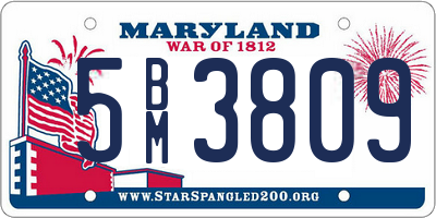 MD license plate 5BM3809