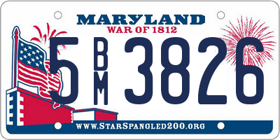 MD license plate 5BM3826