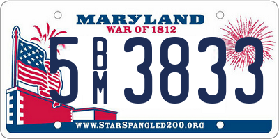 MD license plate 5BM3833