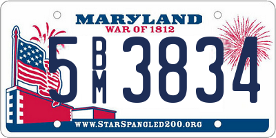 MD license plate 5BM3834