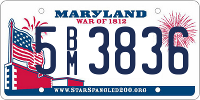 MD license plate 5BM3836
