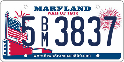 MD license plate 5BM3837
