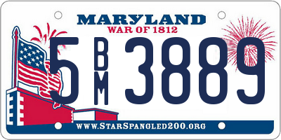 MD license plate 5BM3889