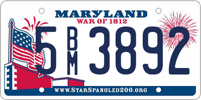MD license plate 5BM3892