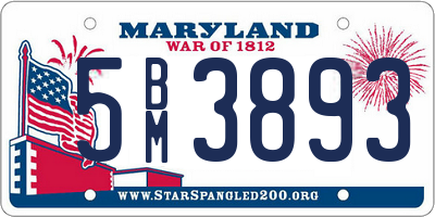 MD license plate 5BM3893