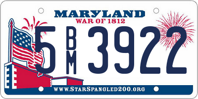 MD license plate 5BM3922