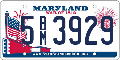 MD license plate 5BM3929