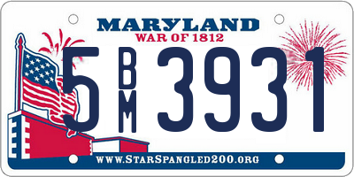 MD license plate 5BM3931