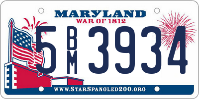 MD license plate 5BM3934